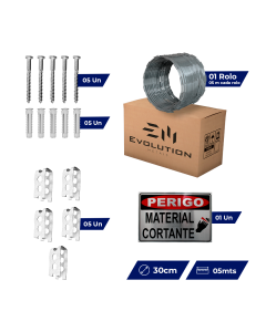 Kit Completo Cerca Concertina Dupla Clipada 30cm P/ 5 Metros