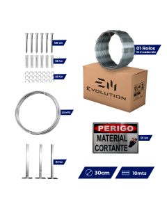 Kit Completo Cerca Concertina Simples 30cm P/ 10 Metros